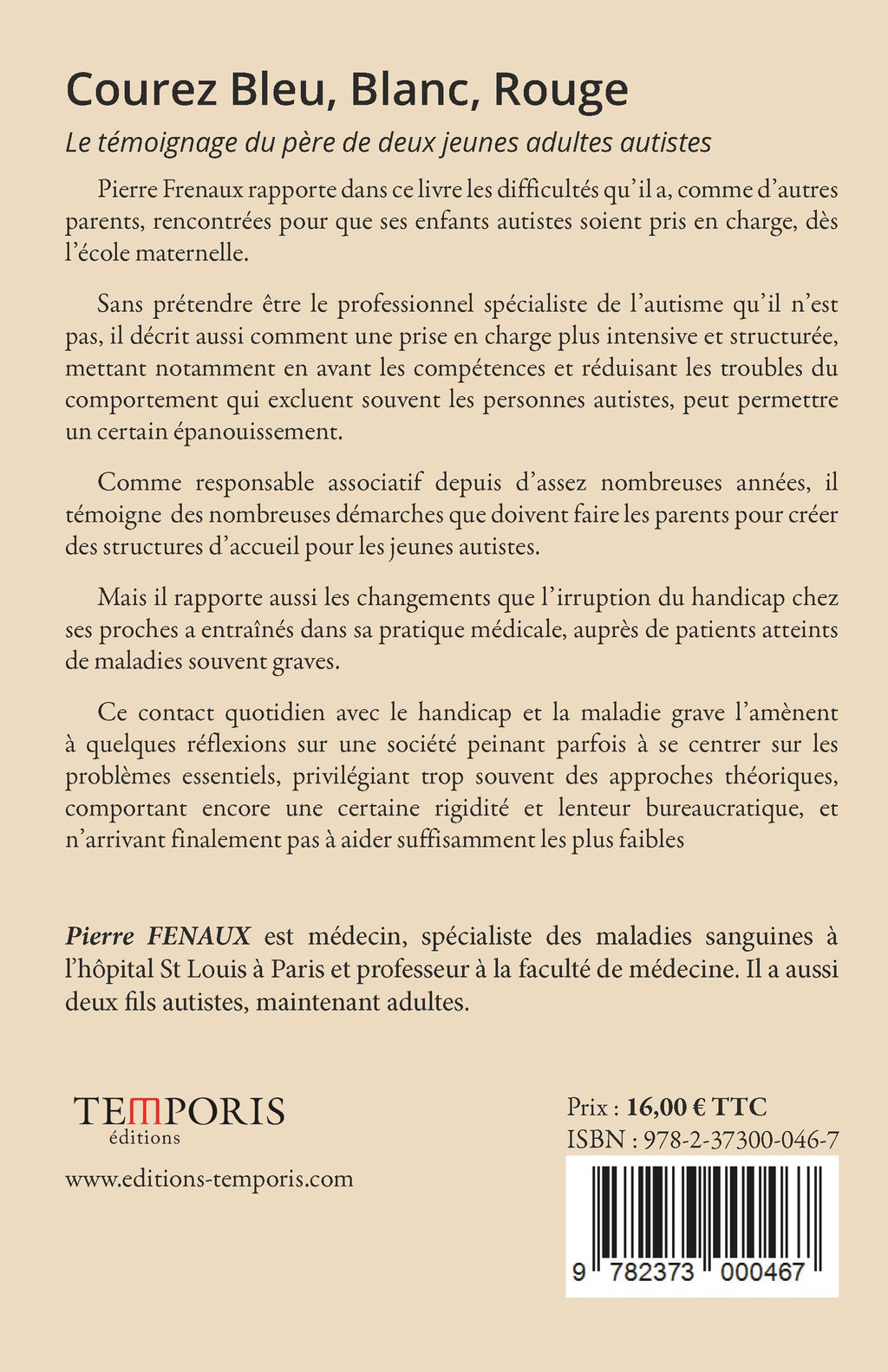 4e de Couverture du livre Courez bleu blanc rouge  de Pierre Fenaux - editions-temporis