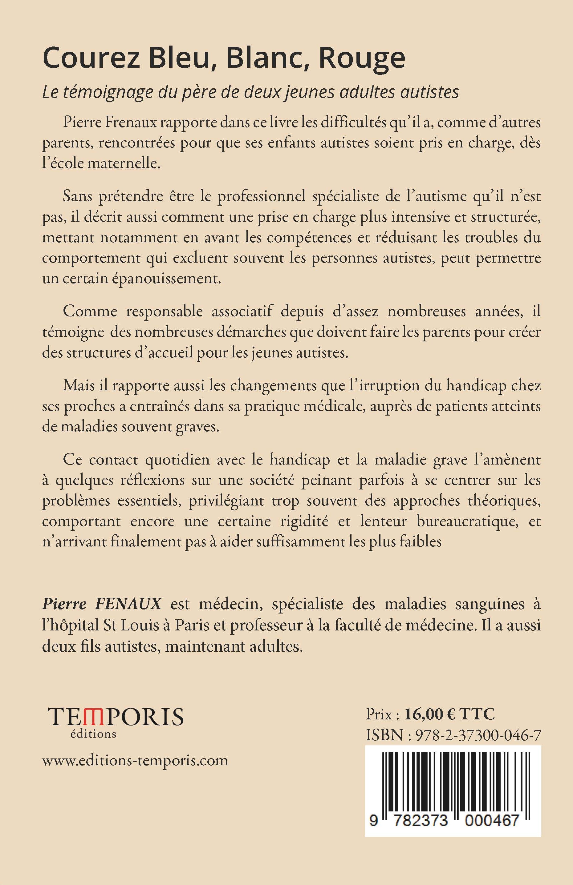 4e de Couverture du livre Courez bleu blanc rouge  de Pierre Fenaux - editions-temporis