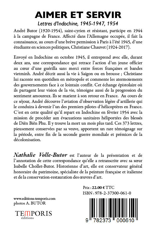 4e de couverture du livre aimer et servir d'André BUTOR et Christiane BUTOR, Editions Temporis
