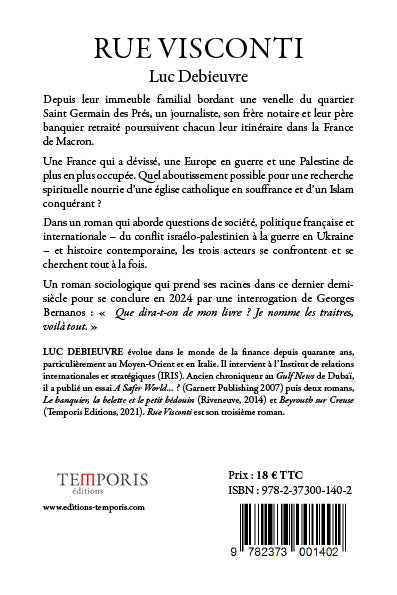 4e de couverture du livre Rue Visconti de Luc Debieuvre, Editions Temporis