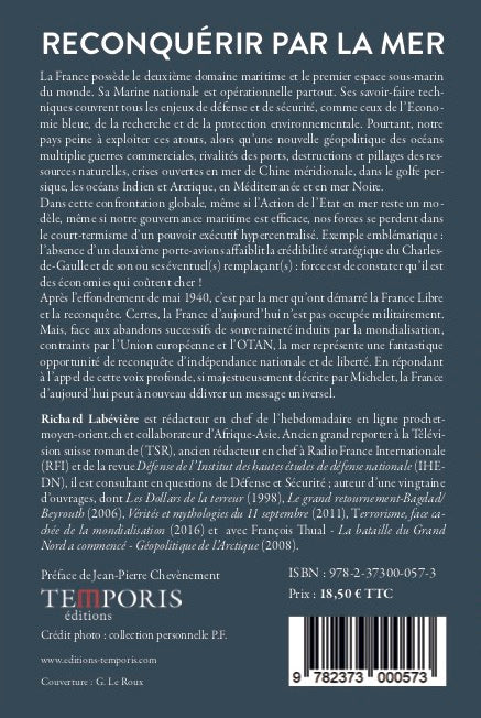4e de couverture du livre reconquérir par la mer de Richard Labévière, Editions Temporis
