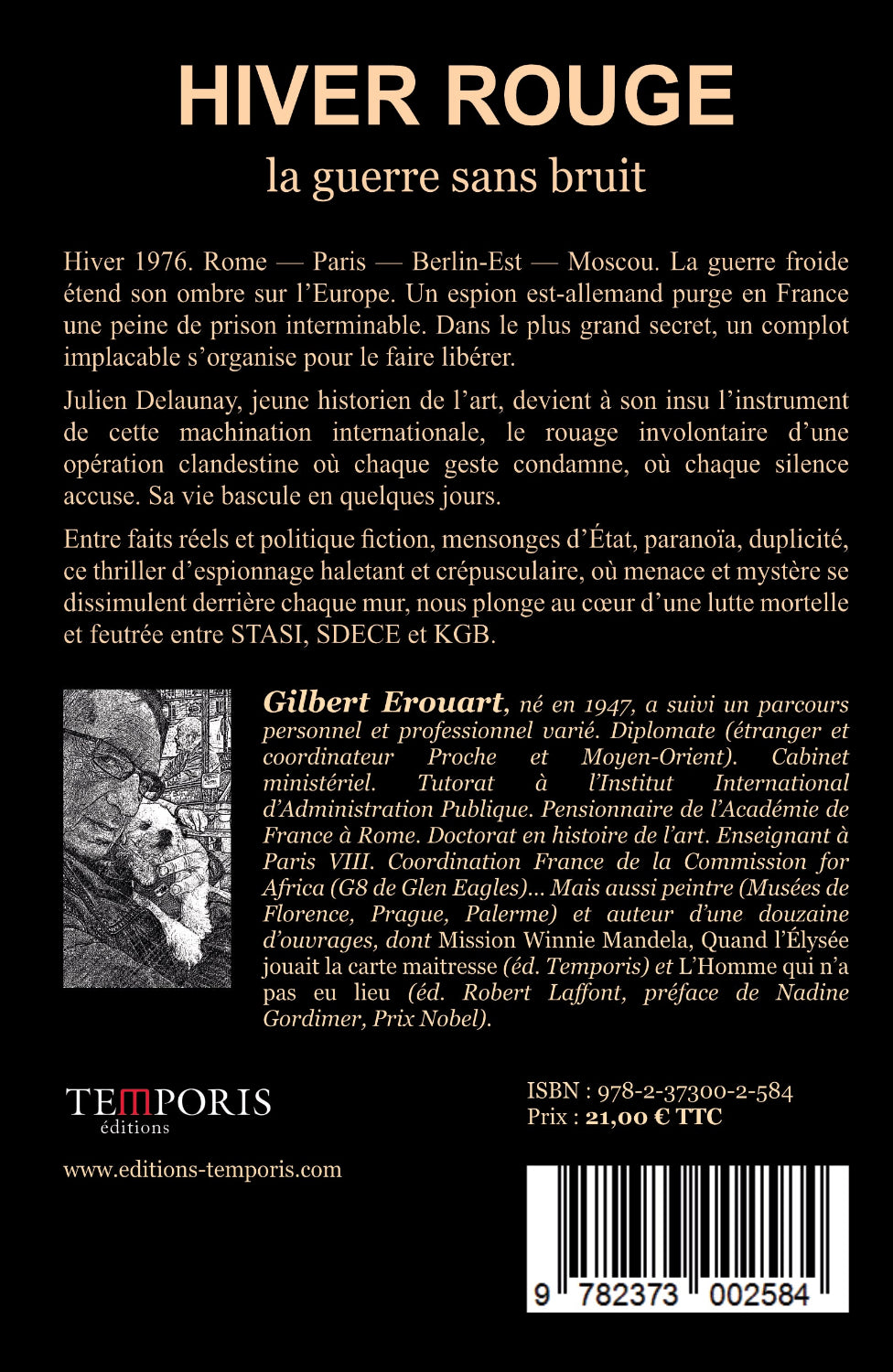4e de couverture du livre hiver rouge de Gilbert Erouart , Éditions Temporis